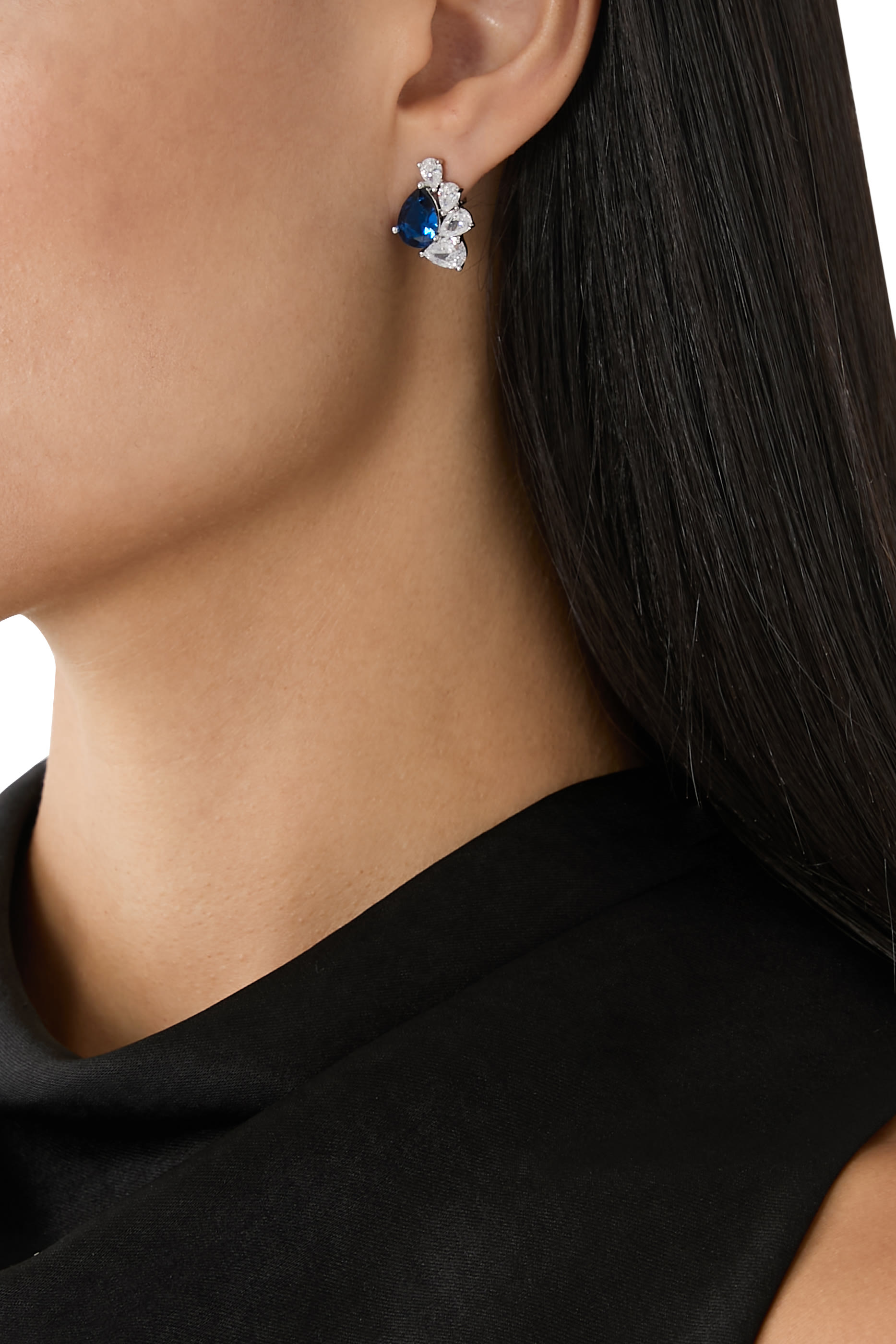 Pear Marquis Cluster Half Earrings, Cubic Zirconia