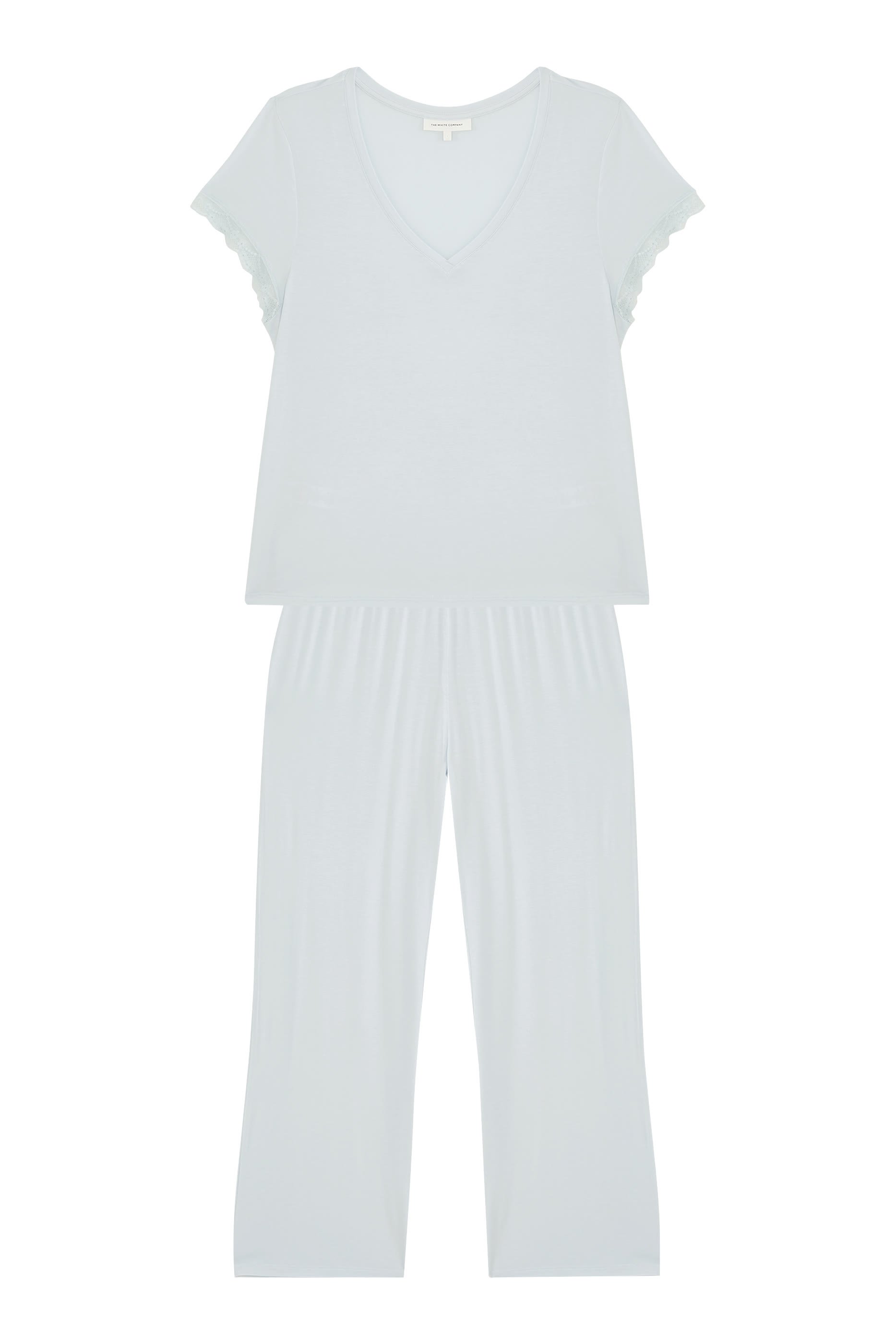 Jersey V-Neck Lace Trim Pajama Set