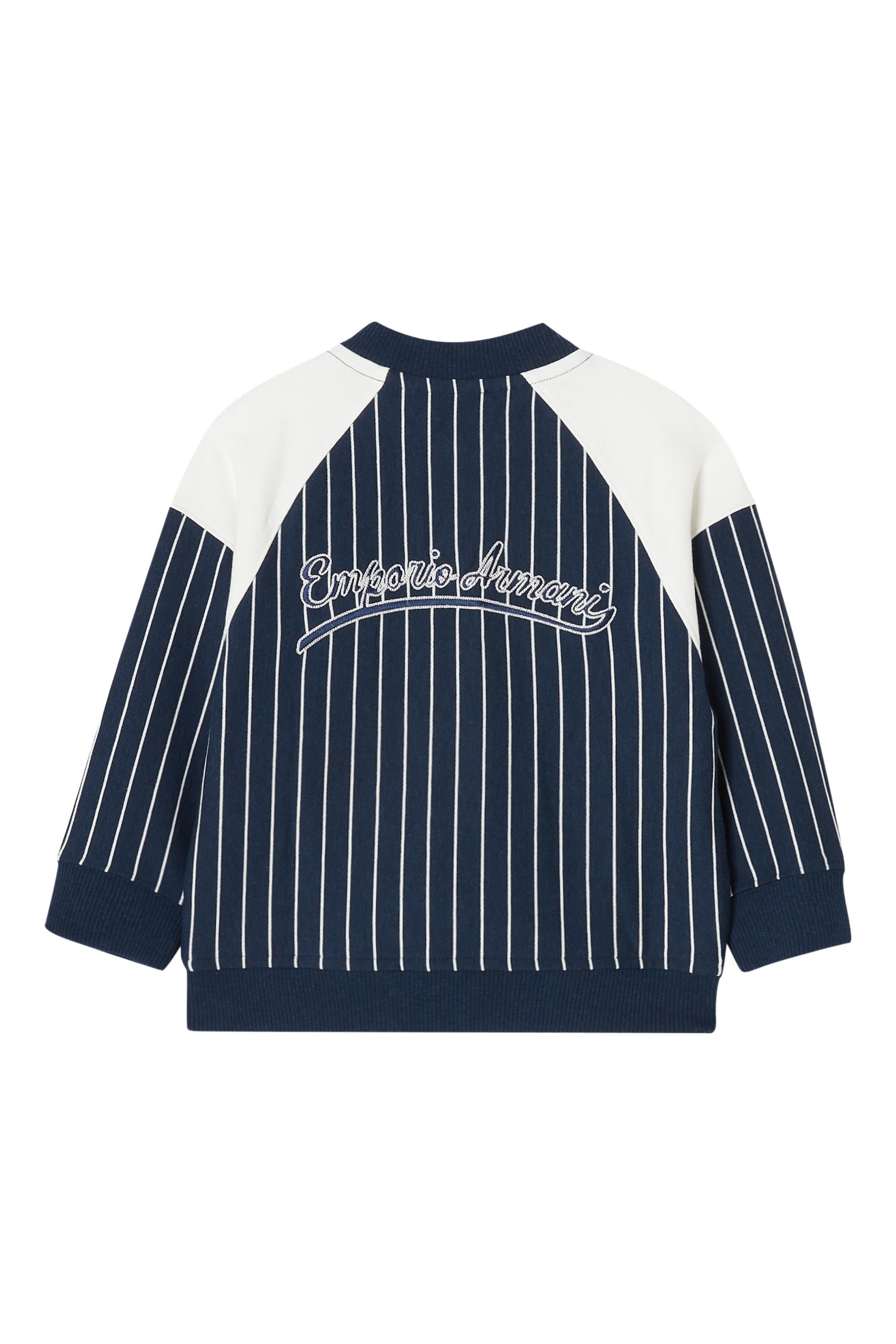 Kids Baseball Logo Embroidery Striped Snap Sweatshirt