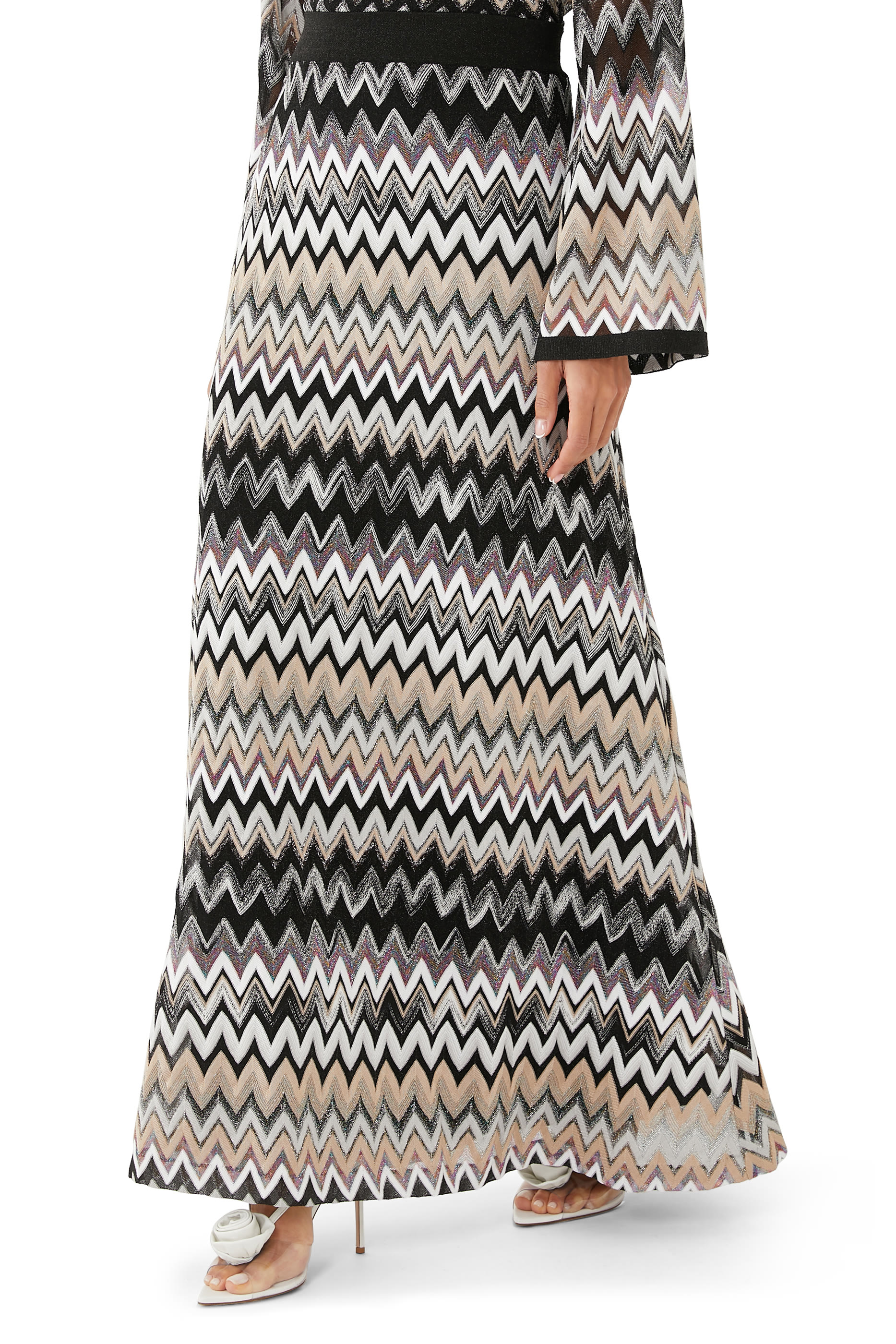 Zig-Zag Lame Maxi Skirt