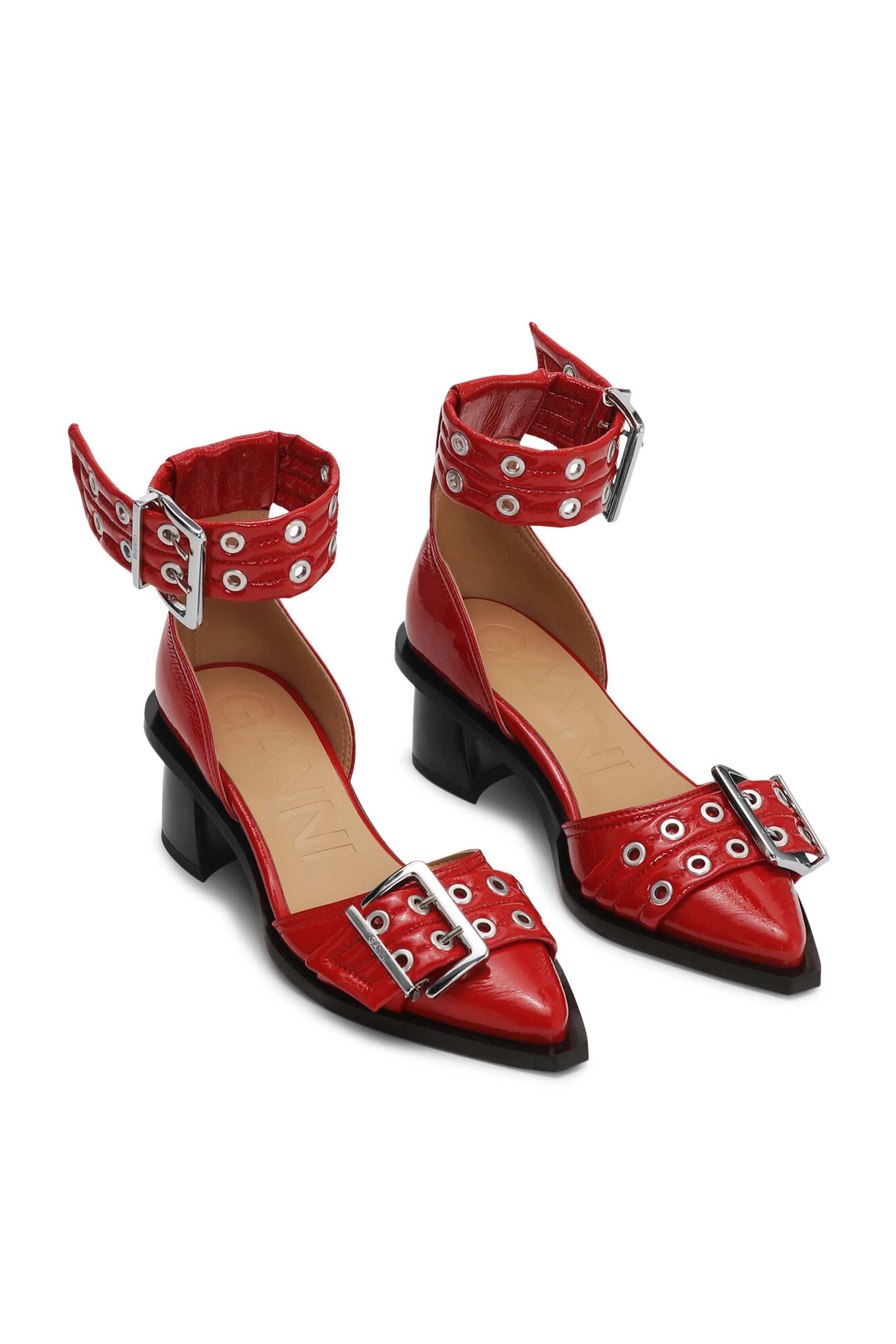 Feminine Buckle Open Cut Pumps