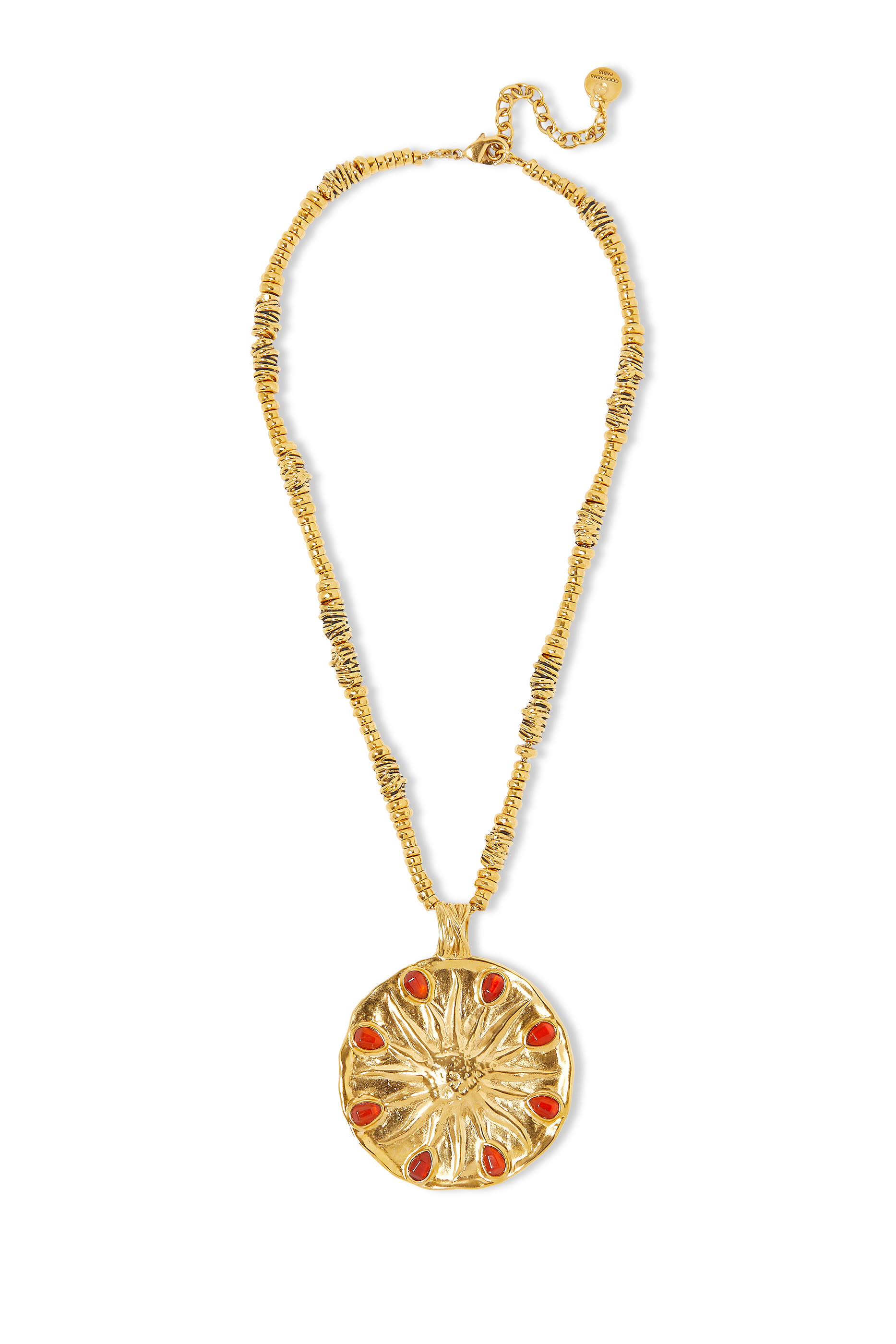 Sun & Moon Astro Necklace, 24k Gold-Plated Brass & Carnelian