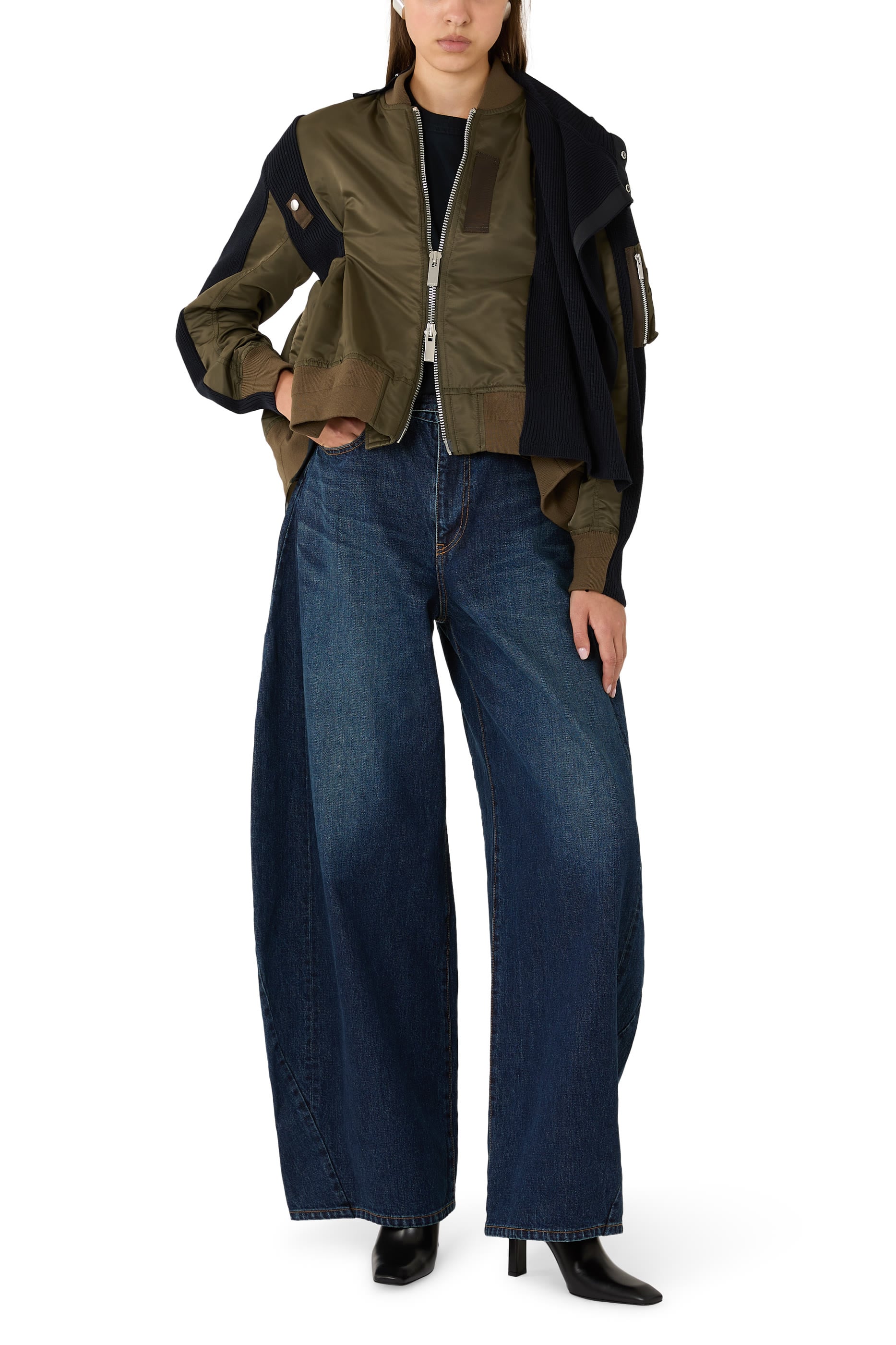 Ribbed Collar Knit Blouson