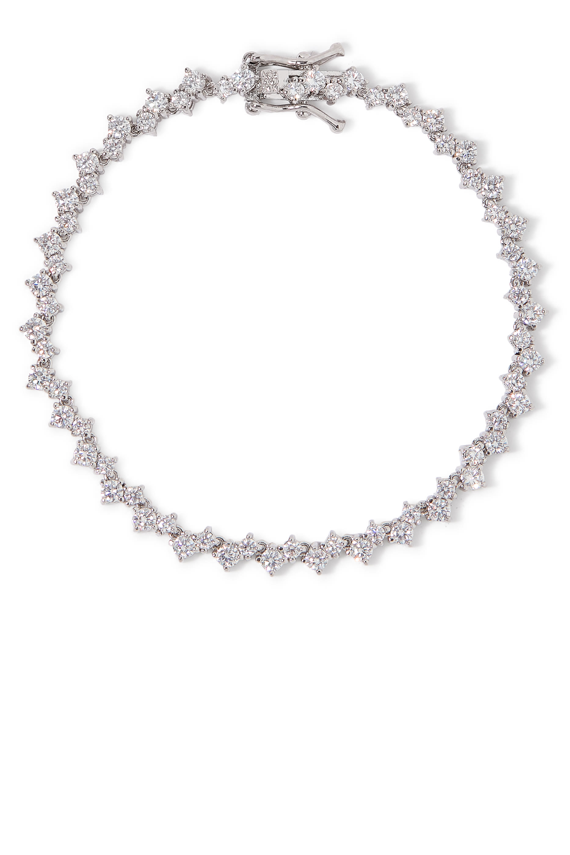 Delicate Round Bracelet, Rhodium Plated Brass & Cubic Zirconia