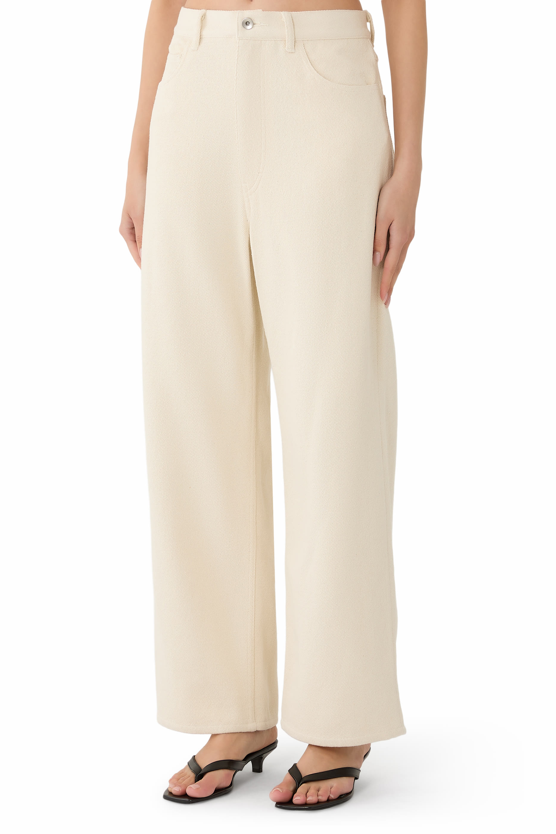 Silk Denim Wide-Leg Pants