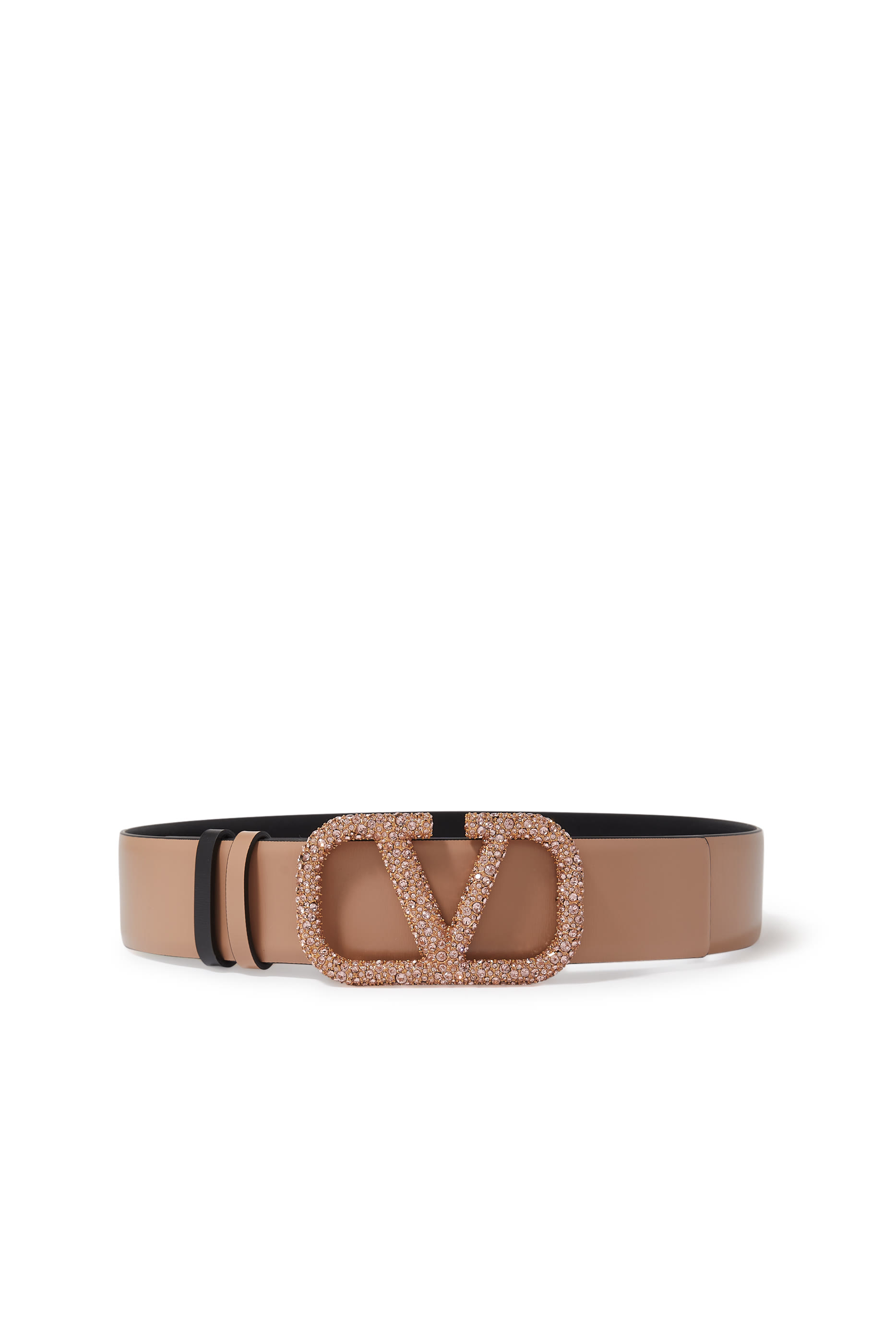 VLogo Crystal Buckle Belt