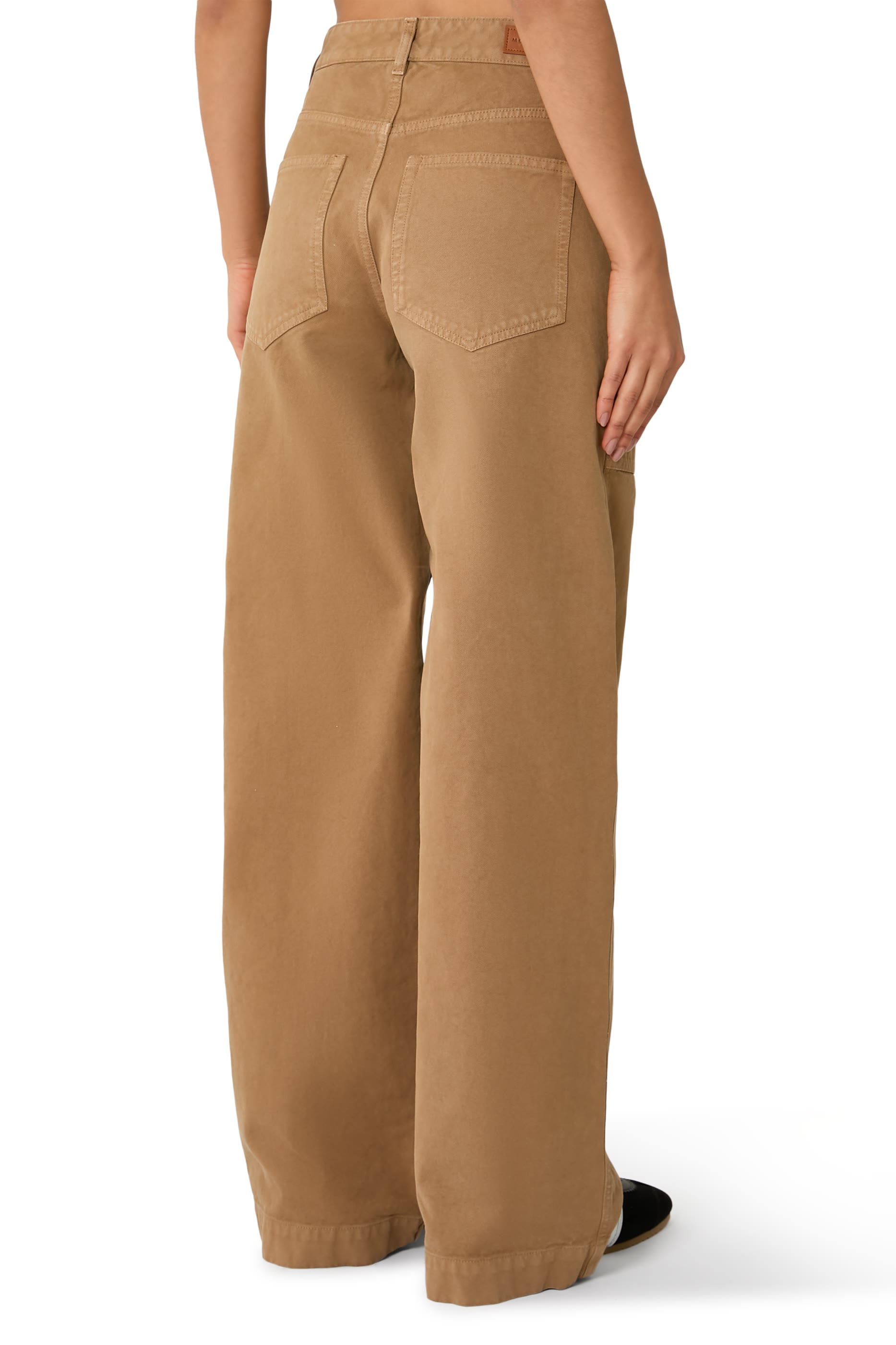  Leather Logo Cotton Trousers 