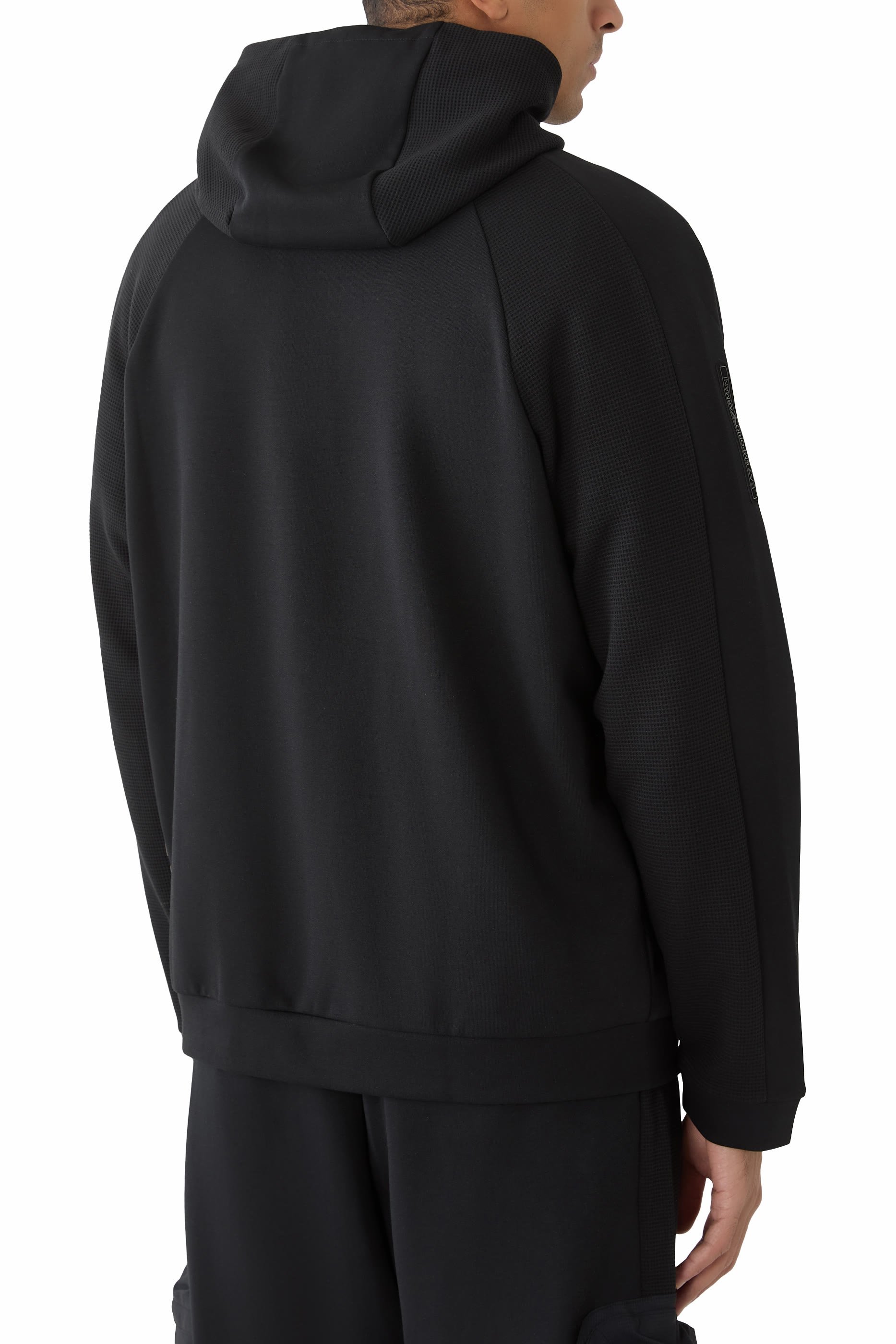 EA7 Logo Cotton-Blend Hooded Sweatshirt