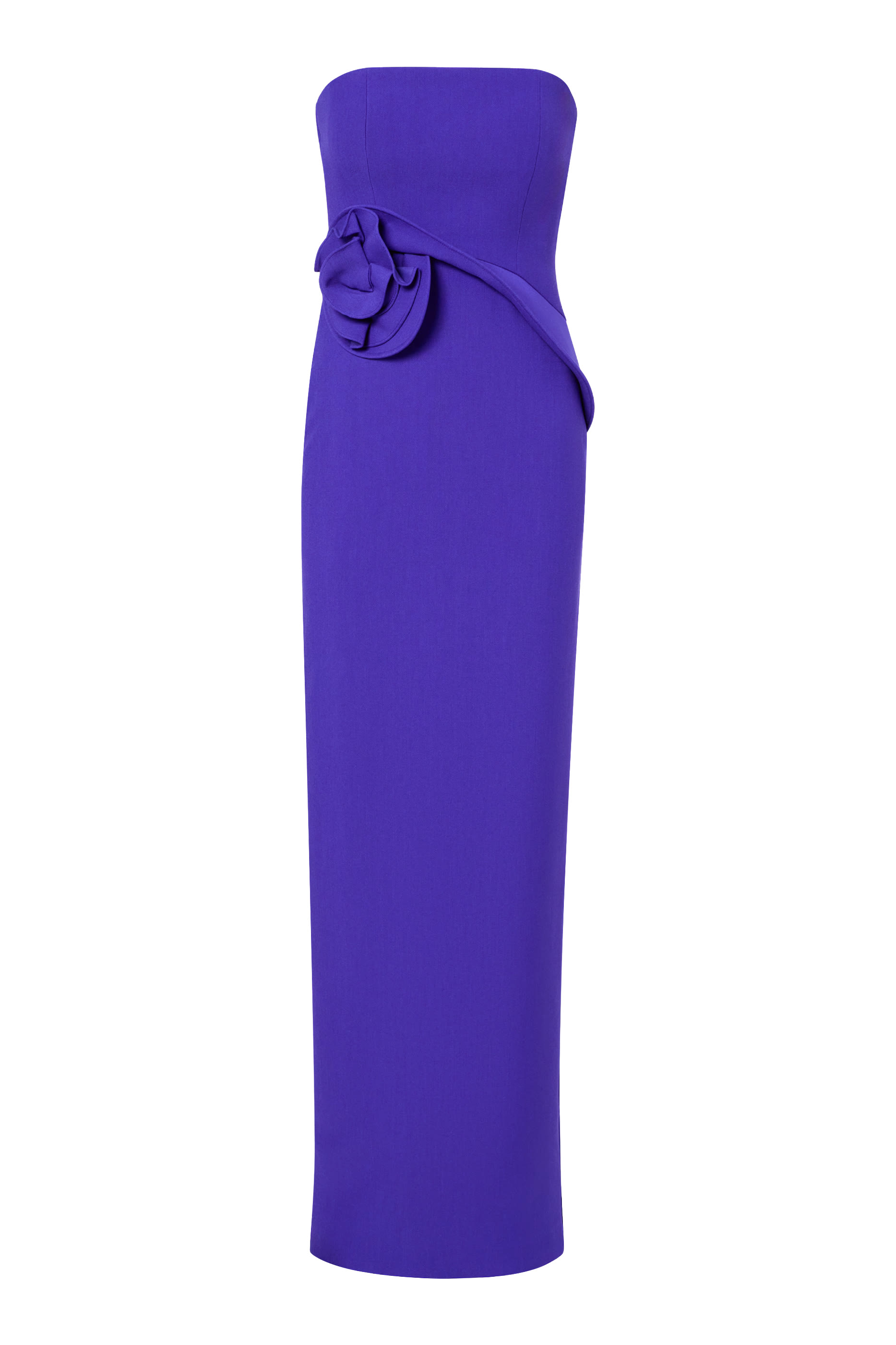  3D Flower Strapless Column Gown 