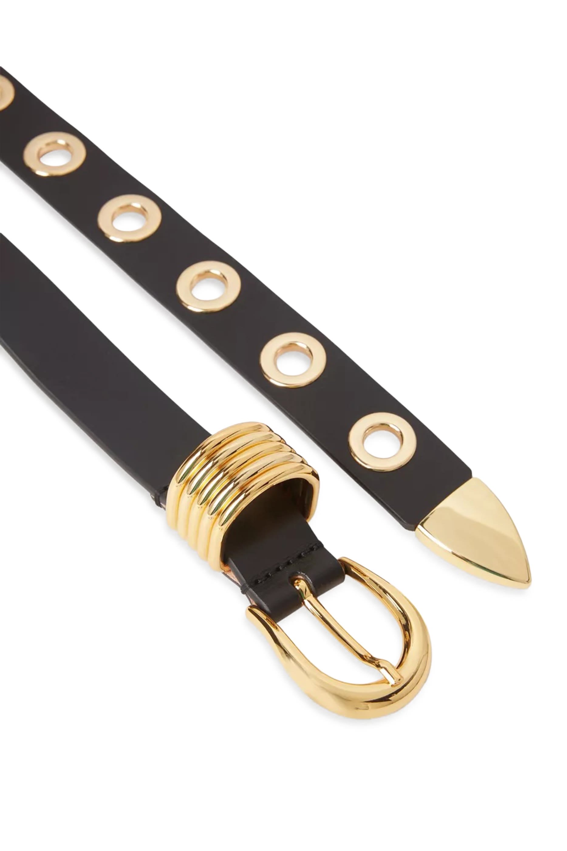  Hollyhock Rivet Leather Belt with Gold Eyelets 