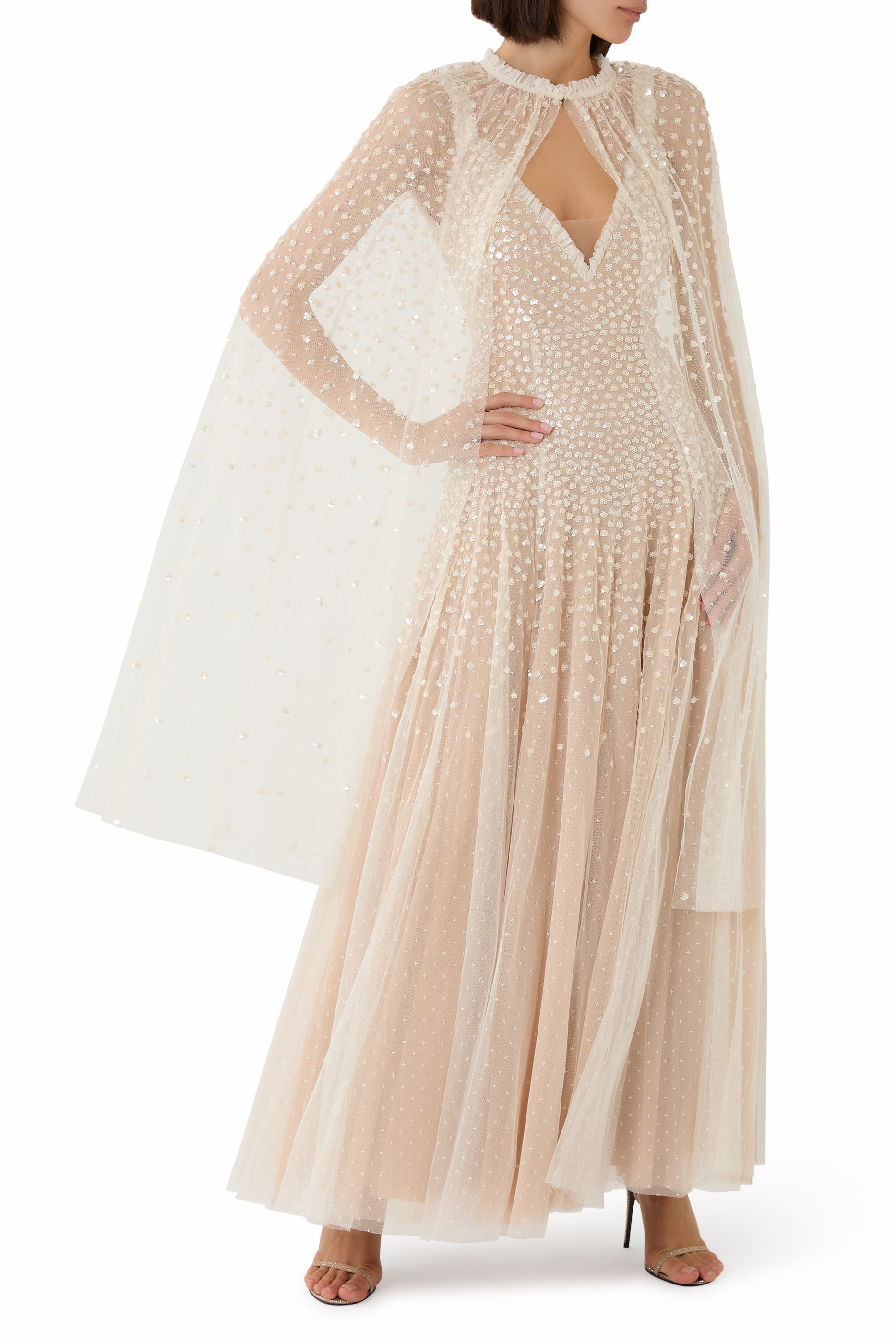 Sequin Cascade Midaxi Open Cape