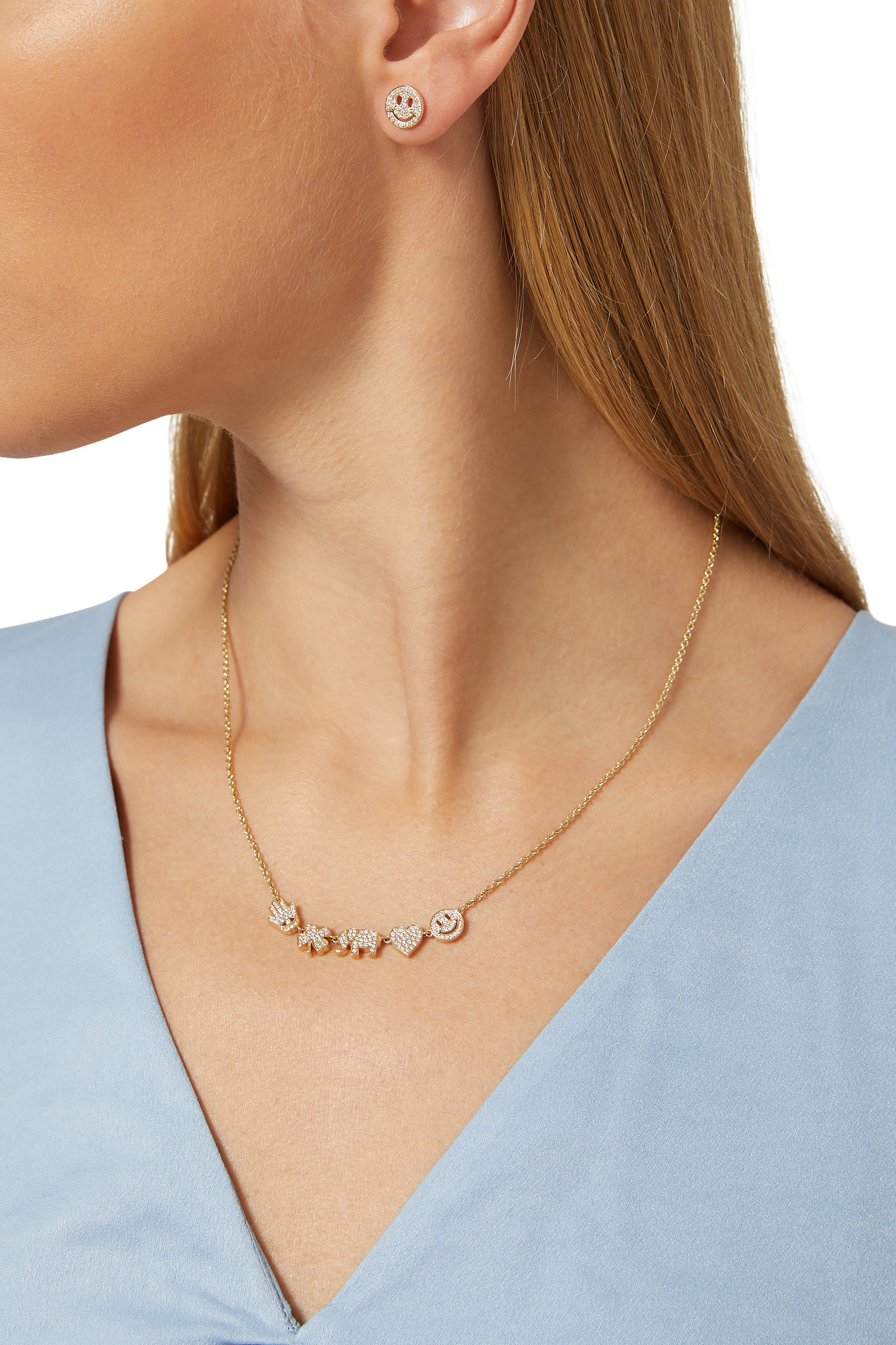 Pavé Diamond Happy Face Single Stud Earring