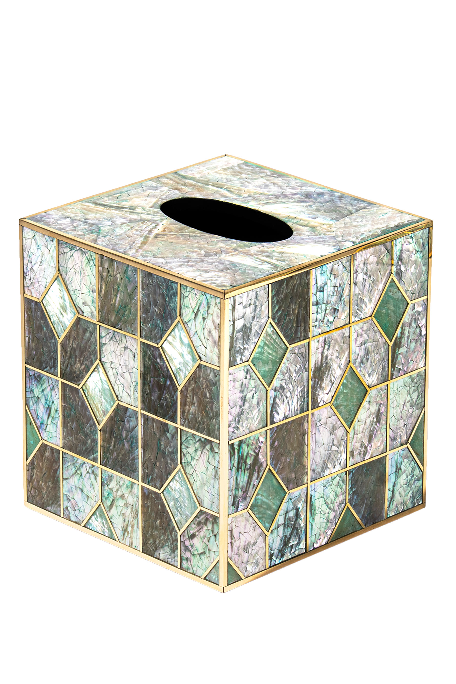 Crackled Abalone Shell Tissue Box