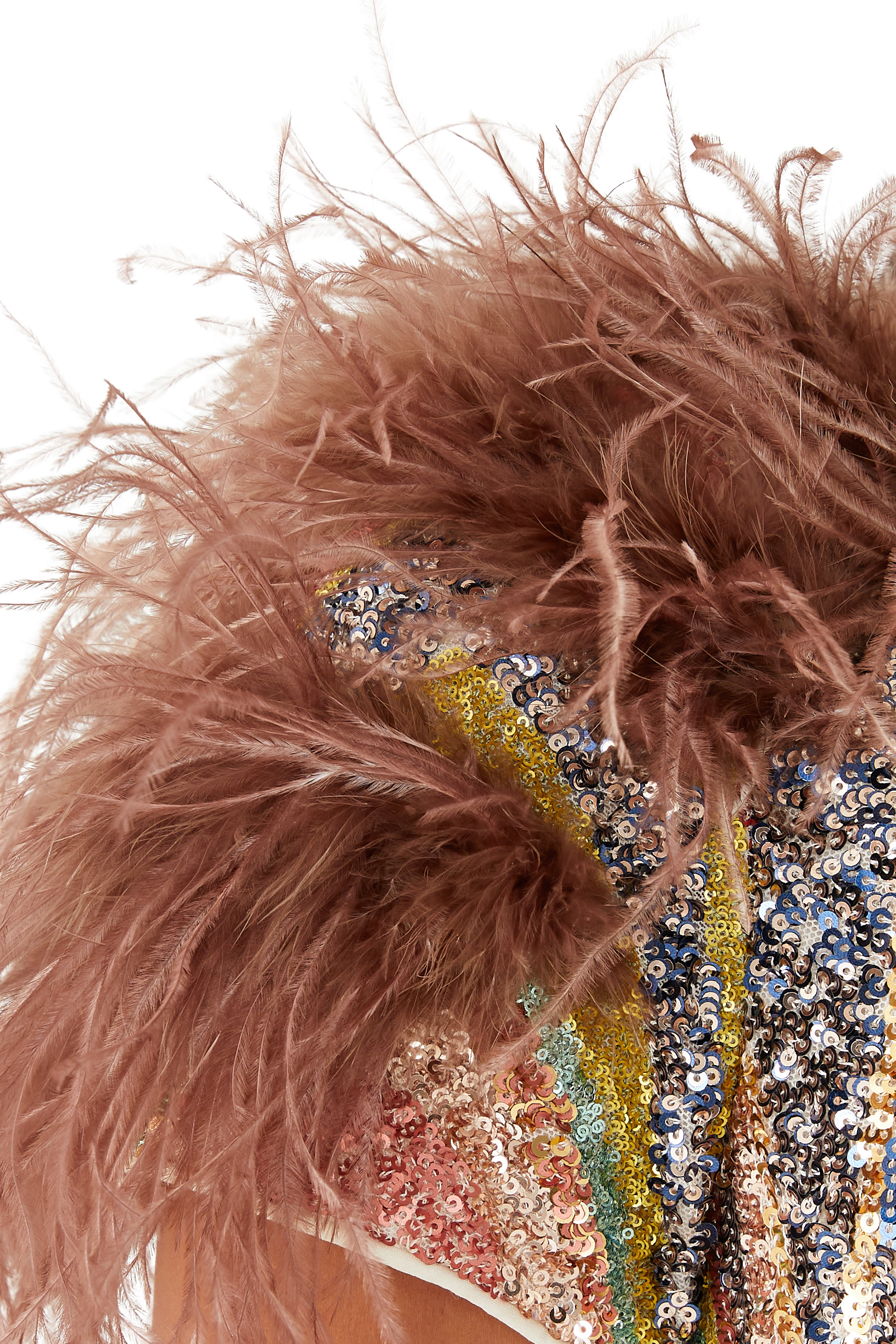 Feather Shoulder Detail Gown