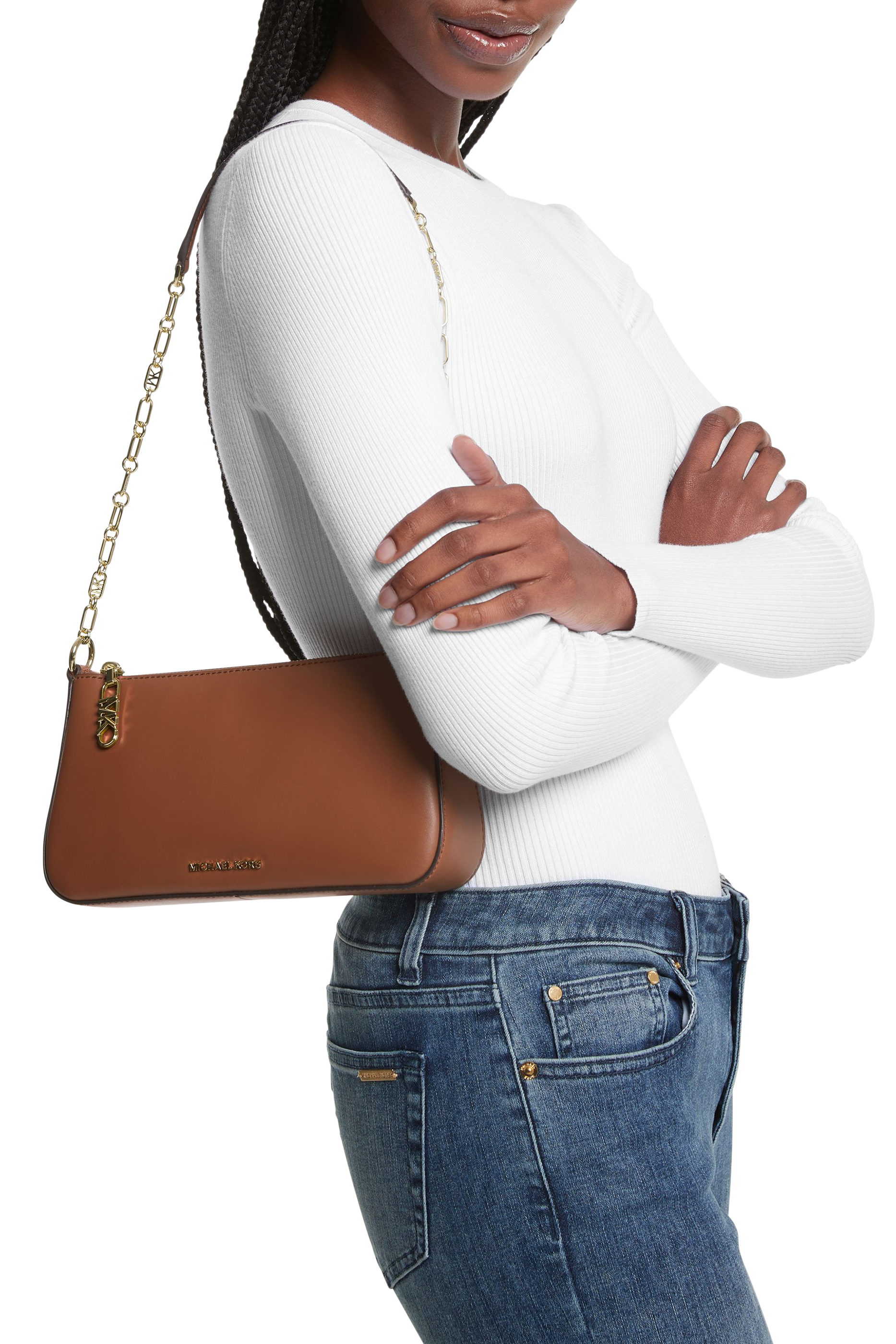 Empire Medium Leather Chain-Link Pochette