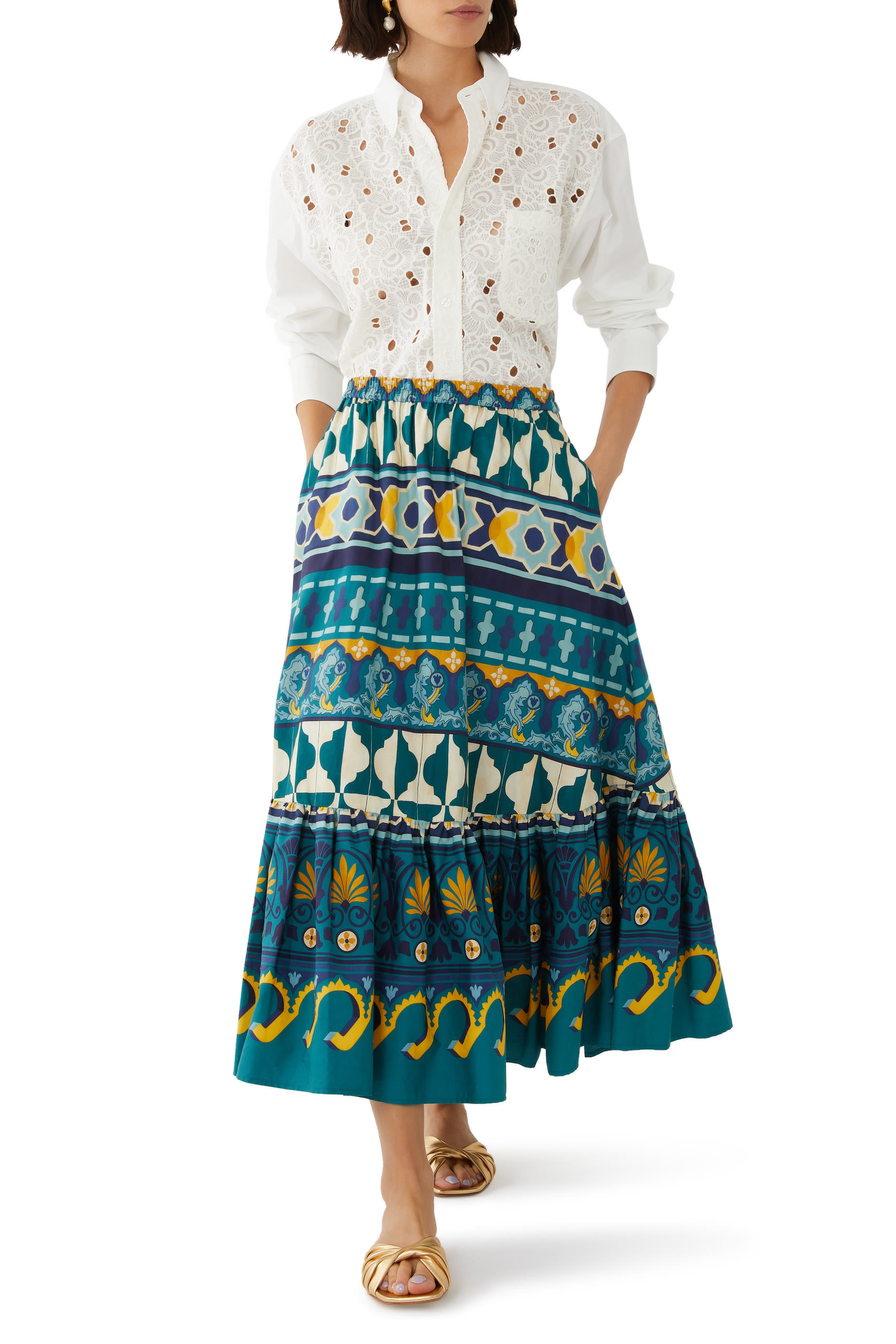 Sunset Casareale Plac&egrave;e Emerald Skirt